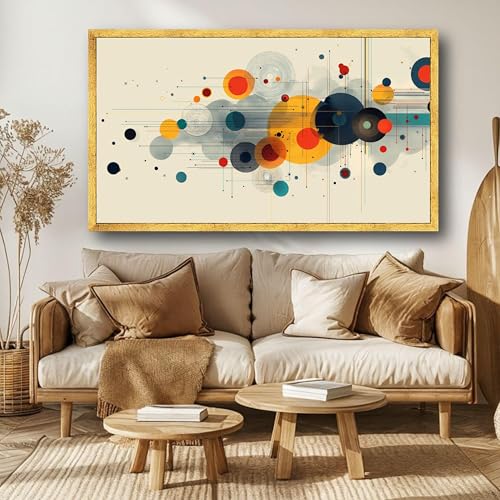 Toile à cercles abstraits art mural géométrique tableau moderne 60x105