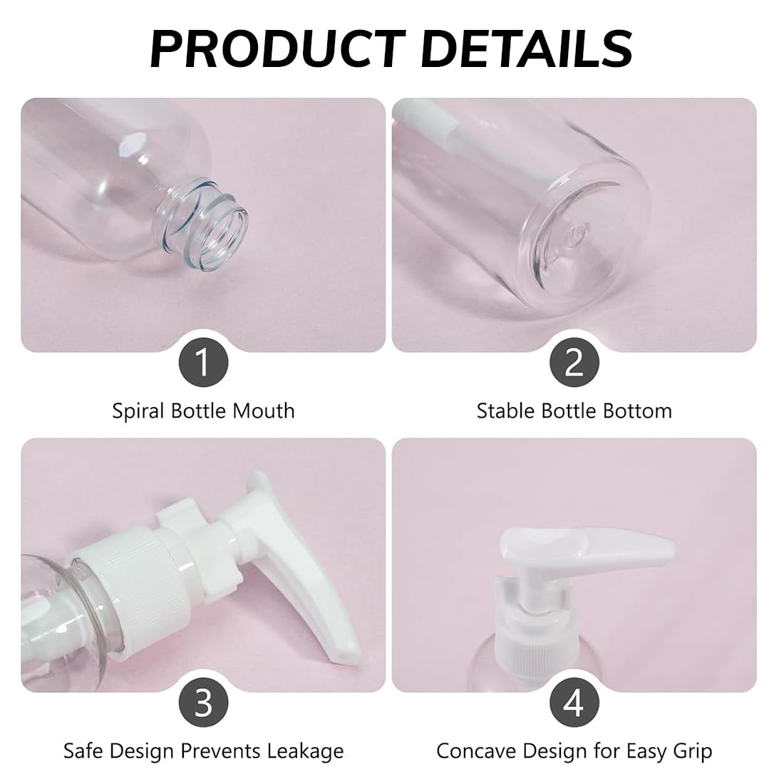 4 Pezzi Flaconi da Viaggio 100 ml, Bottiglie da Viaggio Trasparenti, Contenitori da Viaggio per Liquidi, Boccette Contenitori Ricaricabile, per Cosmetici, Lozione, Bagno, Shampoo