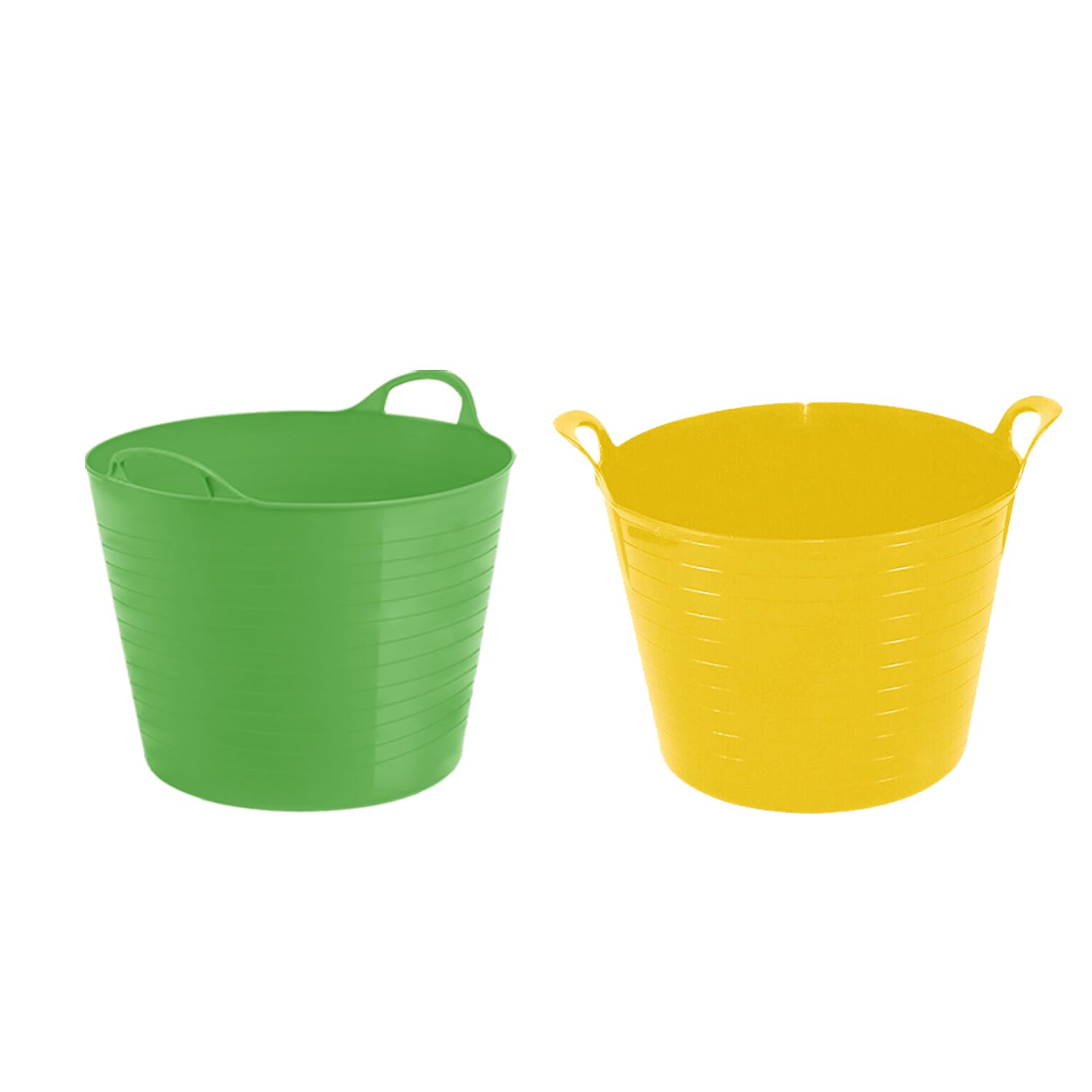 Set of 2-42L Litre Flexi Yellow and Lime Green - Robust Versatile Multipurpose Medium Flexi Tub Garden Home Flexible Plastic Storage Container Bucket Tub Trug Horse Feeder Flex Tub- MADE IN UK (42L)