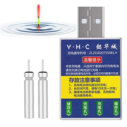 ZJTY 2 Pcs Batería de Flotador de Pesca CR425 Cargador USB electrónico - Recargable para Pesca Nocturna Glow Stick Floats-Glow Stick Charger | Flotadores Electrónicos Baterías Pesca Nocturna Cover