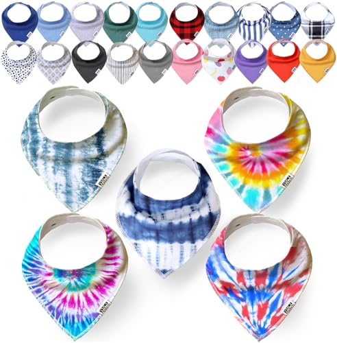 Image of YMCF Baby Bandana Drool Bibs - 5 Pack 100% Cotton Absorbent Baby Bibs