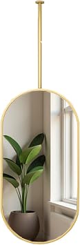 Metal Pole Ceiling Mounted Suspended Mirror 16"X28" 16"X32" 16"X39" 20"X24" 20"X32" Wall Mounted Ceiling Mount Mirrors For Bathrooms Metal Frame Decorative Vanity Mirror For Home Hotel HallwayGold,20