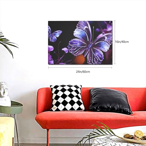 Tableau papillon violet impression sur toile decoration maison