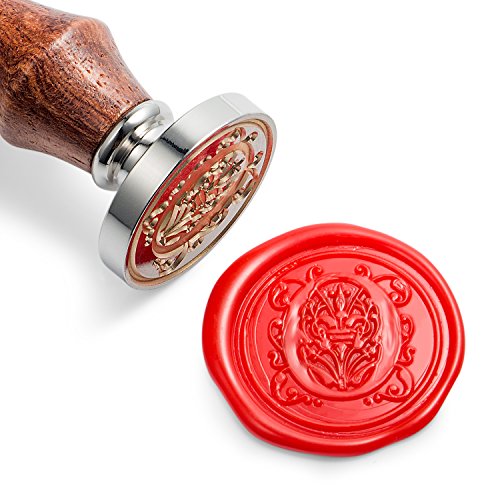 Mceal Wax Seal Stamp, Silver Brass Head with Wooden Handle, Regal Letter O