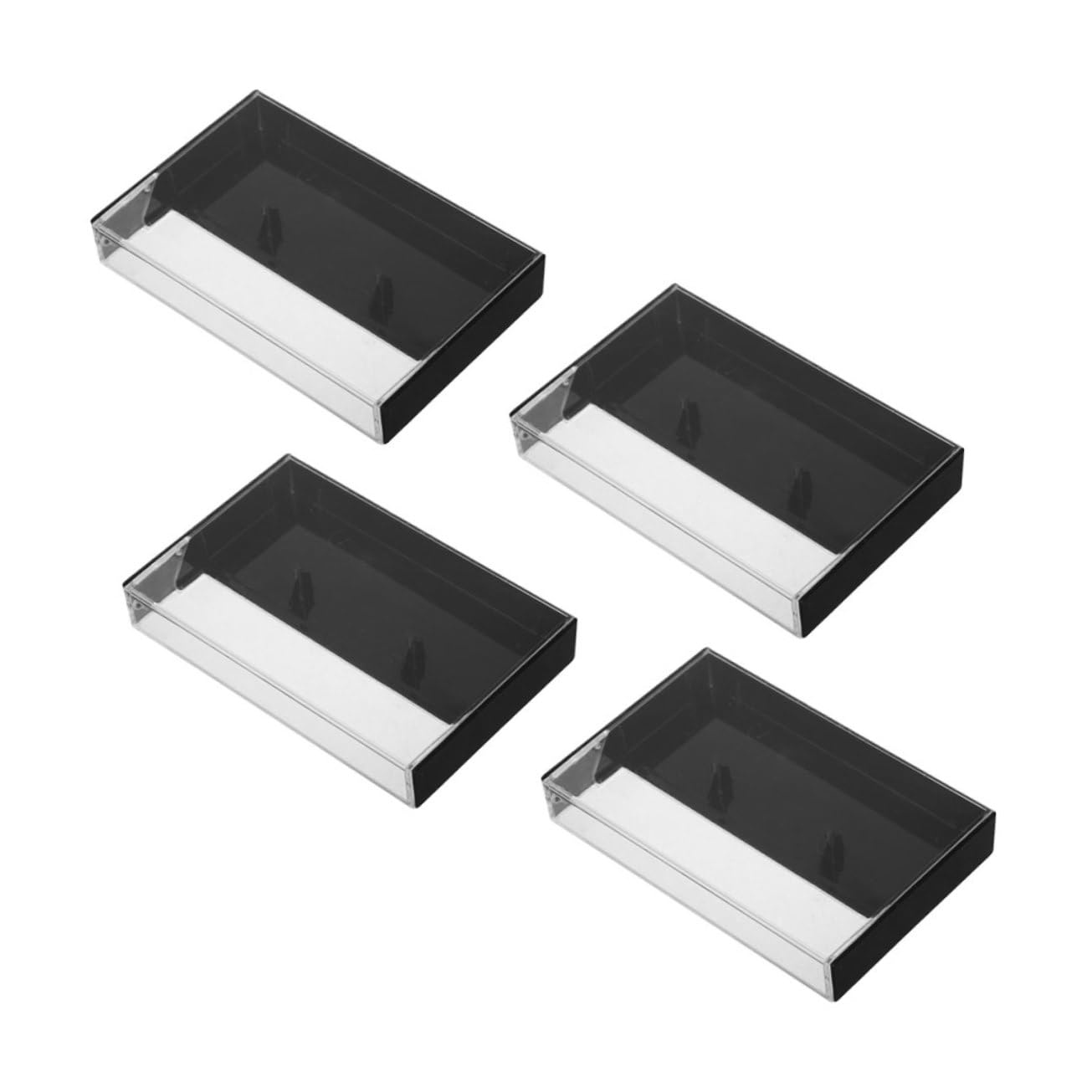 STOBAZA 4pcs Vintage Cassette Tape Storage Box Durable Organizer for Tapes Crystals Small Items Clear Design for Easy Identification for Bookshelves Desks Unique Collectible for Music