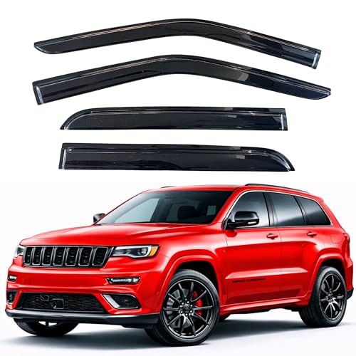 Image of KPY Rain Guards Fit for 2011-2021 Jeep Grand Cherokee, Out-Channel Window Visors Vent Wind Deflectors 4PC, Car Accessories for 11-21 Grand Cherokee (Excludes L Model)