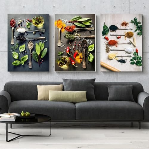 Images d'art mural de cuisine triptyque toile abstraite 50x70 cm pour maison