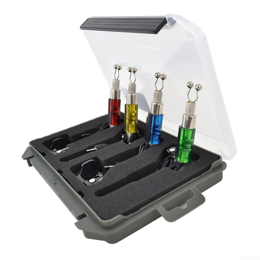 Lot de 4 détecteurs de touche lumineux pour pêche à la carpe en acier inoxydable