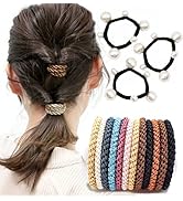ヘアゴム太め ヘアゴム 編み 太め クロスロープゴム パールモチーフ付きラメ入りヘアゴム カジュアル デイリー シンプル ヘアアクセサリー ポニー まとめ髪 (15本セット)