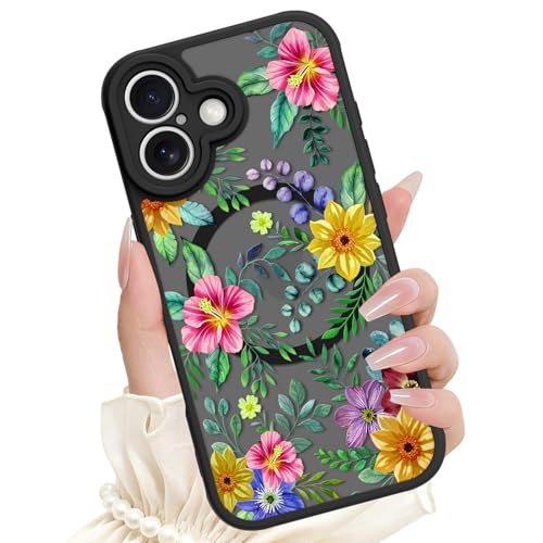 Coque florale iPhone 17 Magsafe anti-jaunissement et fine pour éliminer les rayures du quotidien