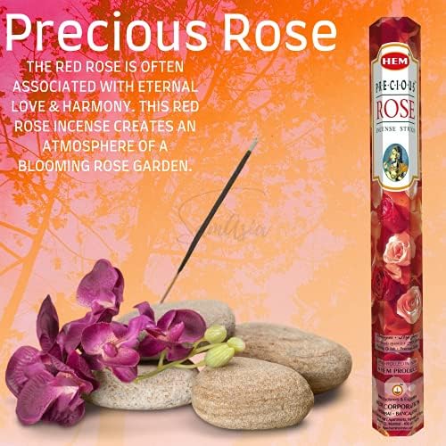 HEM Incense Sticks - 6 unique and premium flavours - Patchouli, White Sage, Precious Rose, Precious Lavender, Egyptian Jasmine and Sandalwood with SAMASIA incense holder