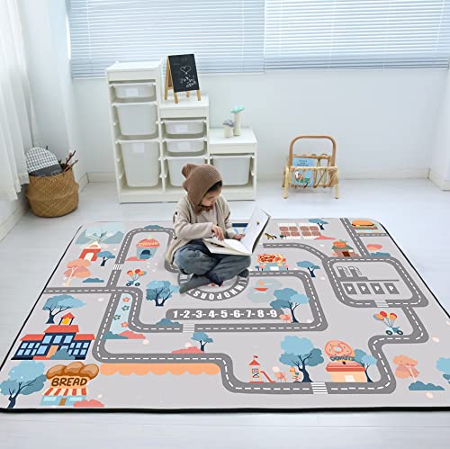 Loartee Soft Kids Educational Rug - 0.78" Thick Road Rug, Abc Alphabet & Numbers Play Mat For Toddlers, Game Area Rug, Baby Crawling Mats, Sweet Life, Gray #TOP9