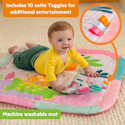 Bright Starts Wild Wiggles Sweet Safari Foldaway Baby Play Gym & Mat, Foldable with 5 Removable Toys, Machine-Washable Mat, for Ages 0-36 Months