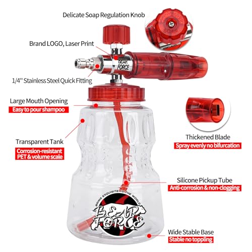 BEAR FORCE Hochdruckreiniger-Spritzpistole M22-ID14MM mit 1/4 Zoll-Schnellkupplung Schnellanschluss Schneeschaumlanze1L, für Hochdruckreiniger Kär-cher K2, K3, K4, K5, K6, K7, zur Autowäsche
