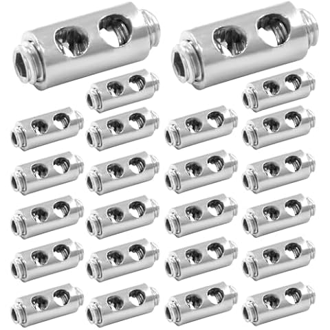Unlorspy 24 Pcs Steel Wire Rope Cable Clamp, 5.7X 10 mm Double Hole Wire Rope Clips with Hexagon Socket Head Cap Screws for 1.5mm Diameter Wire Rope (Style 2) Cover