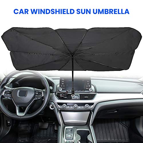 JOYTUTUS Car Windshield Sun Shade Umbrella, Car Umbrella for Windshield Sun Protection, Foldable