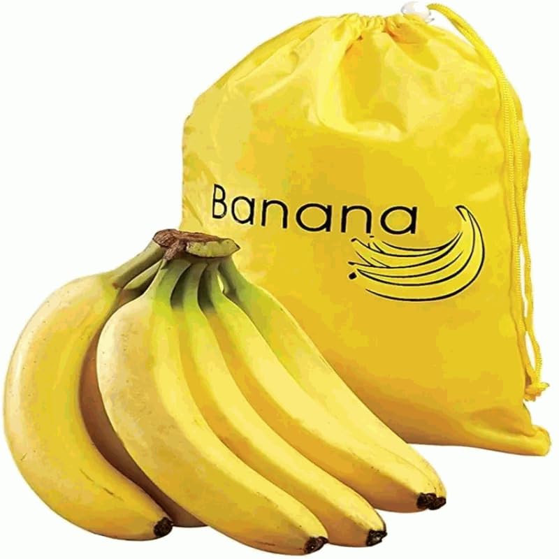 Bolsa de Conservación de Plátanos Reutilizable, Bolsa Térmica para Plátanos, Bolsa Refrigeradora para Frutas y Verduras, Poliéster + papel de aluminio, 35 cm x 27.5 cm, Amarillo