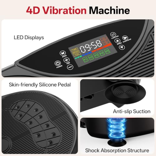 Image of JOROTO 4D Vibration Plate Exercise Machine, Women Vibration Plate for Lymphatic Drainage Weight Loss, App Control, Magnetic Stone, 120 Speed Level, Fitness Equipment for Home Gym with Bands, Yoga Mat