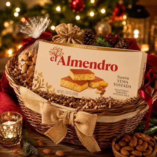 El Almendro Spanish Turron Gift Box Set – 2 Traditional Gift Boxes Almond Nougat Candy from Spain – Includes Yema Tostada & Crunchy Turrón Duro – Holiday Gift, Christmas Dessert, Gourmet European Candy – 14.1 oz Total - 5