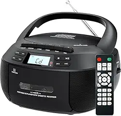 Mini System, Rádio Estéreo Am, Toca CD, Mini System, Fm E Leitor de Cassete, Gravador Em Preto, Toca-cassete/gravador