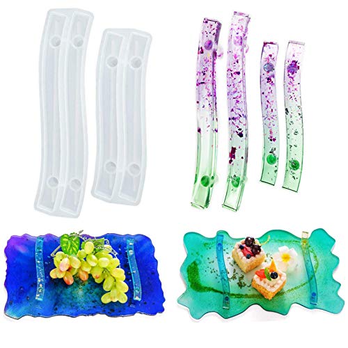 2 Piezas Bandeja de Silicona Mango Moldes de Resina Molde de Fundición de Resina Epoxi Para Hacer Bricolaje Bandeja de Joyería Bandeja de Frutas Artesanía Decoración del Hogar