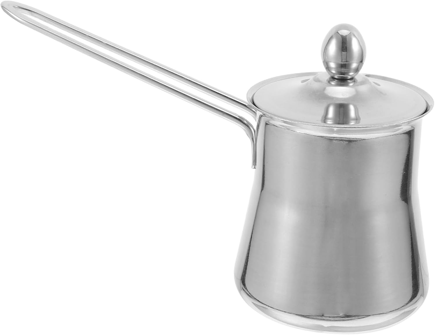 VILLCASE Stainless Steel Milk Frothing Pitcher 550ml with Ergonomic Handle and Lid Small Milk Pitcher for Home and Outdoor Use for Brewed Coffee and Hot Beverages