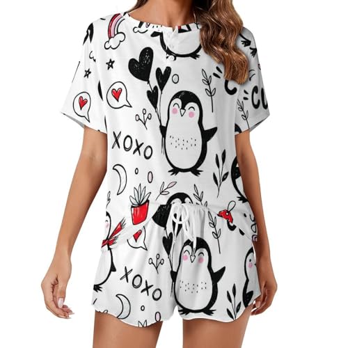 Pyjama short femme pingouin idéal pour vos soirées cocooning et matins d'été