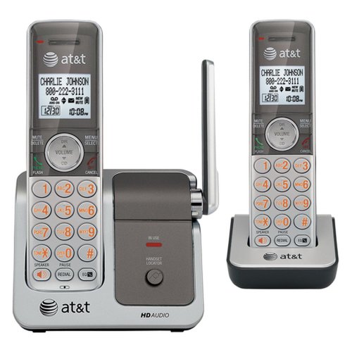 AT&T CL81201 DECT 6.0 Cordless Phone, Silver/Gray, 2 Handsets