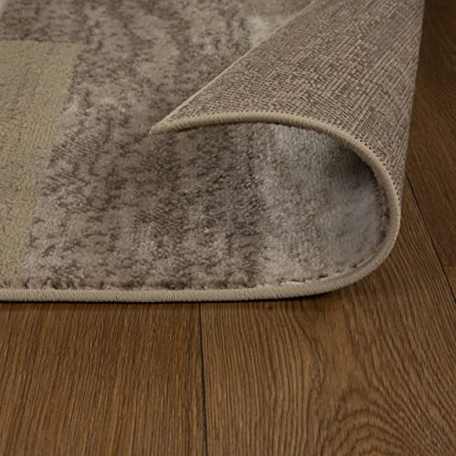 Tapete decorativo interior beige 7x9 pies moderno miniatura 4