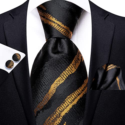 Image of Dubulle Mens Tie Set Solid Paisley Silk Striped Necktie for Men with Cufflinks Tie and Pocket Square