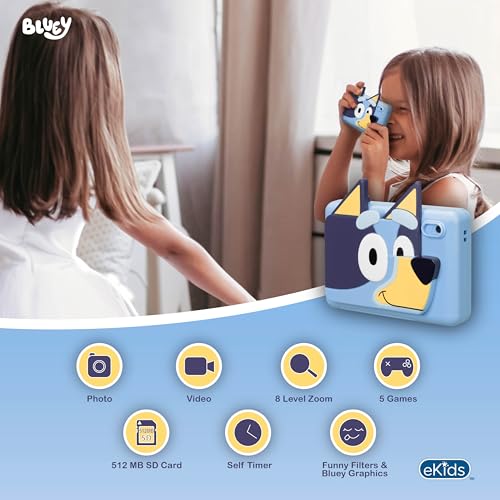 Image of Bluey Kids Camera with SD Card, Digital Camera with Video Recording