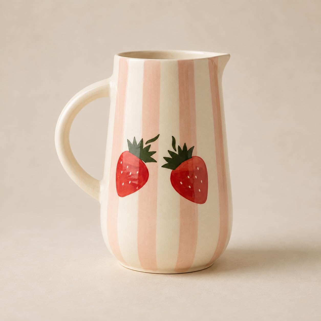 Handmade & Hand-Painted Ceramic Water Jug, 1 Litre | Microwave & Dishwasher Safe Ceramic Pitcher for Water, Milk & Juice | Lead-Free Serving Jug (Pink)-image-13