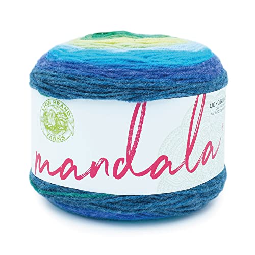 Image of Lion Brand Yarn, Mandala DK Lightweight Yarn for Knitting, Crochet, and Crafts, Kraken, 1 Pack, Self-Striping Acrylic Fiber for Baby Blankets, Multicolor Shawls and Variegated Cardigans