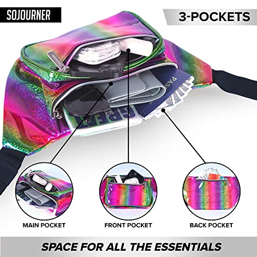 Holographic Rainbow Fanny Pack Belt Bag | Waterproof Fanny Pack For Women Fashionable - Crossbody Bag Bum Bag Waist Bag Waist Pack - Hands Free Pride Fanny Pack For Hiking, Running, And Travel #TOP3