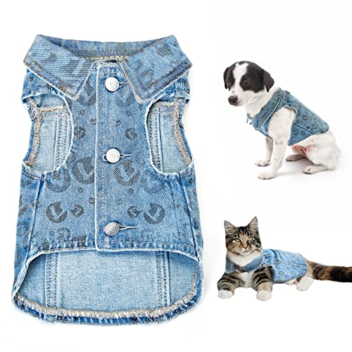 Thankspaw Hunde-Jeansjacke für Welpen, niedlich, maschinenwaschbar, für kleine, mittelgroße und große Hunde Cover