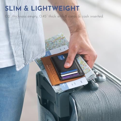 image for Buffway Slim Minimalist Front Pocket RFID Blocking Leather Wallets for