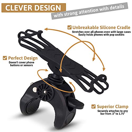 Universal Cell Phone Holder Mount - Golf Cart, Push Cart, Baby Stroller, Shopping Cart, Bike, Motorcycle, Boat, Spin Bike, Bicycle Handlebars - Iphone, Samsung Galaxy And Note, Pixel, Any Smartphone #TOP7