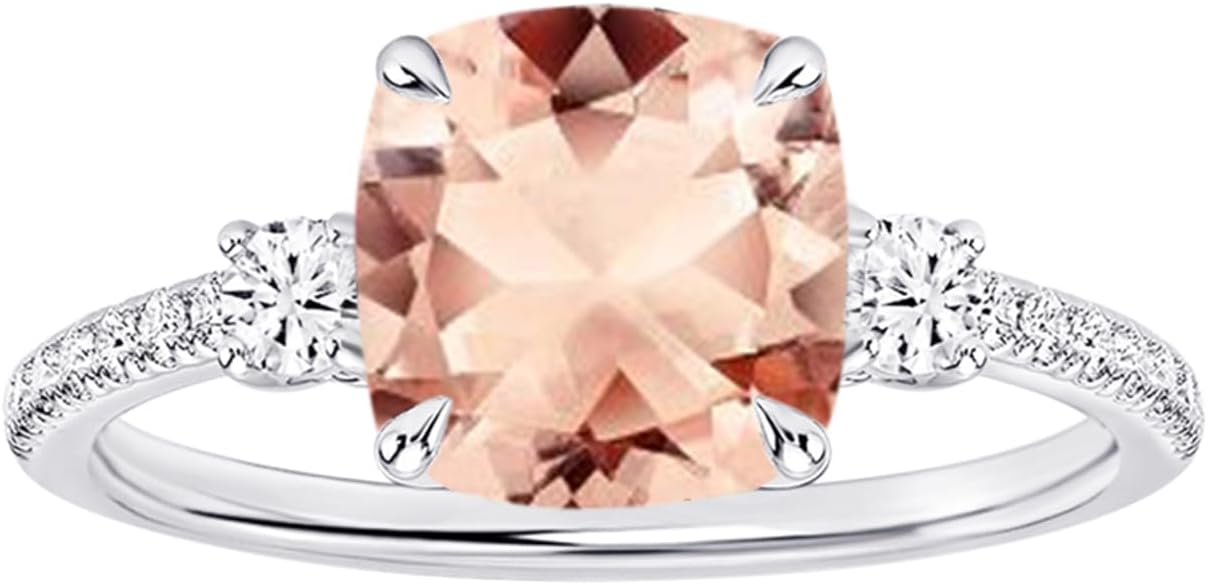 Houston Diamond District 1 to 6 Carat Cushion Platinum LAB GROWN Gemstone and LAB GROWN Diamond Engagement Ring (AAAA Heirloom Quality)