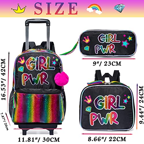 Htgroce 16 Inch Rolling Backpack For Girls, Kids Roller Wheels Bookbag, Wheeled School Bag Suitcase Wheeled Backpack For Kindergarten Little Girls 4-6 Years #TOP1