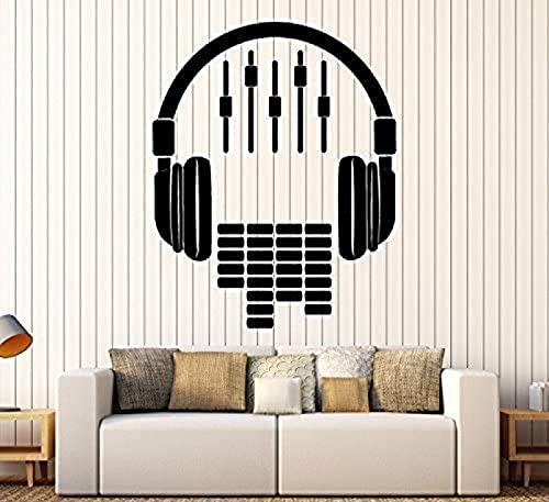 Yjqq Decal Art Fantastic Home Decor - Large Vinyl Wall Sticker Headphone Sound Dj Music Sticker Large Décor 58X50Cm cover