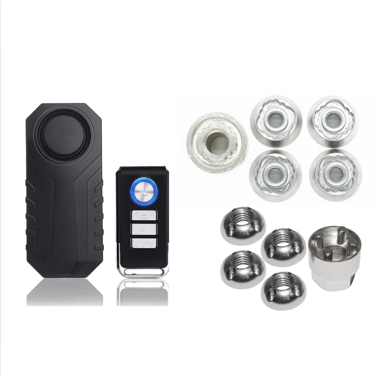 8 x fits Tent Box/Roof Tent - Anti-Theft Nuts Tamperproof Locking Nuts Set (4 x M8 Security Nuts + 4 x M8 HIGH SECURITY LOCKING NUTS + Alarm Bundle)