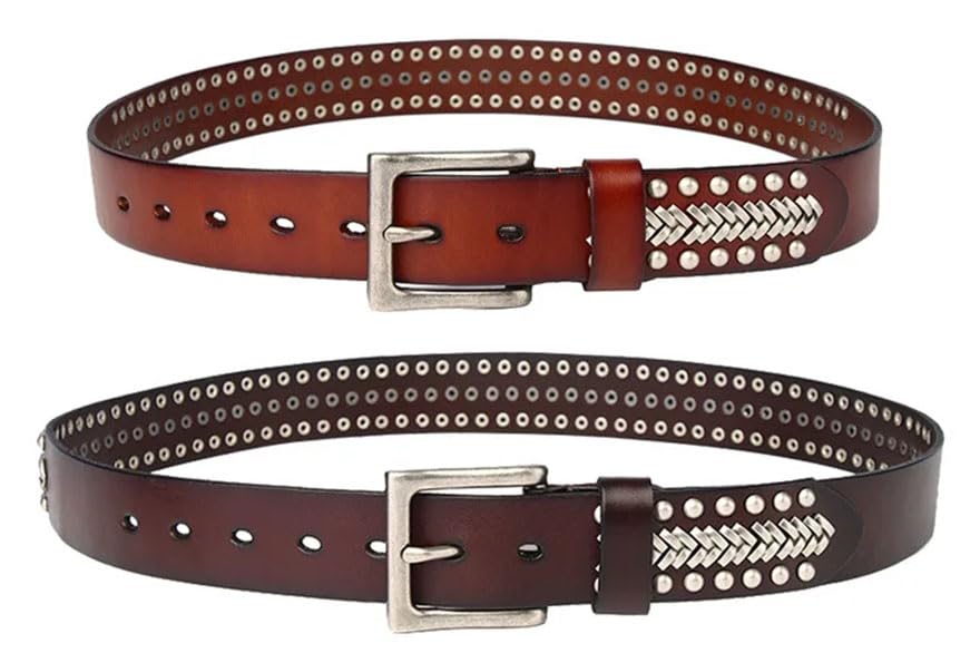 Men Leather Pin Buckle Belt Rivet Jeans Belts 3.8cm Width Formal And Casual Dual-Purpose Belts4