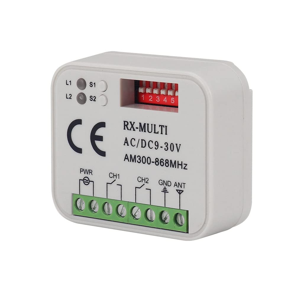Ricevitore Interruttore 300-868MHz Ricevitore Universale 9-30V per Interruttore Garage Controllo Porta Garage