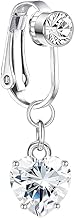 HEYEZEXI Silver Belly Navel Clip - Non-Piercing CZ Butterfly & Heart Dangly Belly Button Ring, Surgical Steel Clip-On Belly Piercing Jewelry (1 Pc)