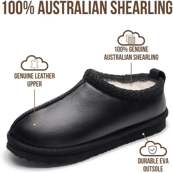 Project Cloud 100% Genuine Leather Womens Slippers with Genuine Australian Shearling Fur Lining Slippers for Women - Non-Slip EVA with Memory Foam Fuzzy Slippers Women Footwear (Nerita) - Image 2