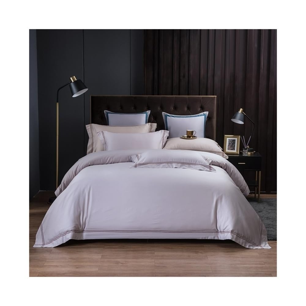 Parure de lit brodée en coton doux de luxe pour chambre King Size épurée