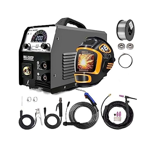 Lödning kit Mig Svetsare Pulse,Mig Aluminium Gas Gasless Mig,4 In 1 Halvautomatisk svetsmaskin (Color : Tri-Color, Size : 1)