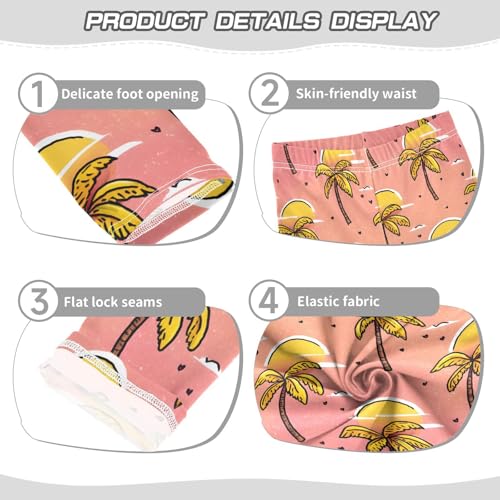 Palm Tree Sunset Pink Girls Leggings Soft Stretch Workout Yoga Dance Pants for Kids Casual Tights3