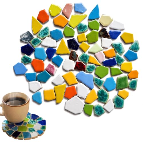 2.1-4.3 cm 1000g Keramik Mosaiksteine, bunte Mosaikfliesen zum Basteln, unregelmäßige Fliesen für DIY Mosaik Kunst Handwerk Hausdekoration