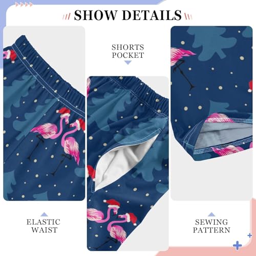 Merry Christmas Flamingo Tree Boys Long Pants Soft Trousers Elastic Waist Kids Lounge Bottoms with Pockets S-XL4